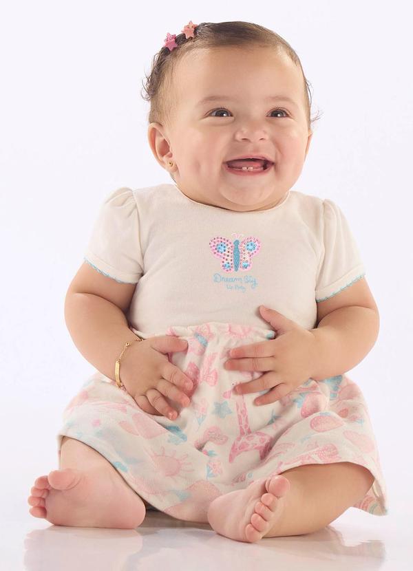 Body Vestido Bebê Manga Curta Branco