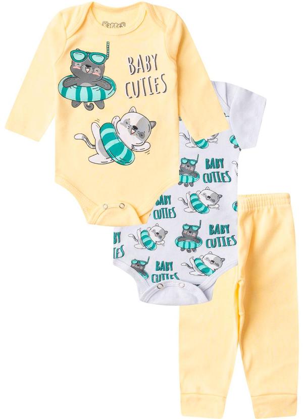Kit Body Infantil Longo 3 Peças Kappes Amarelo