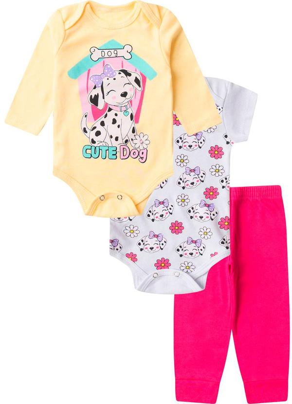 Vista 2 Kit Body Infantil Longo 3 Peças Kappes Amarelo Rovitex Rovitex