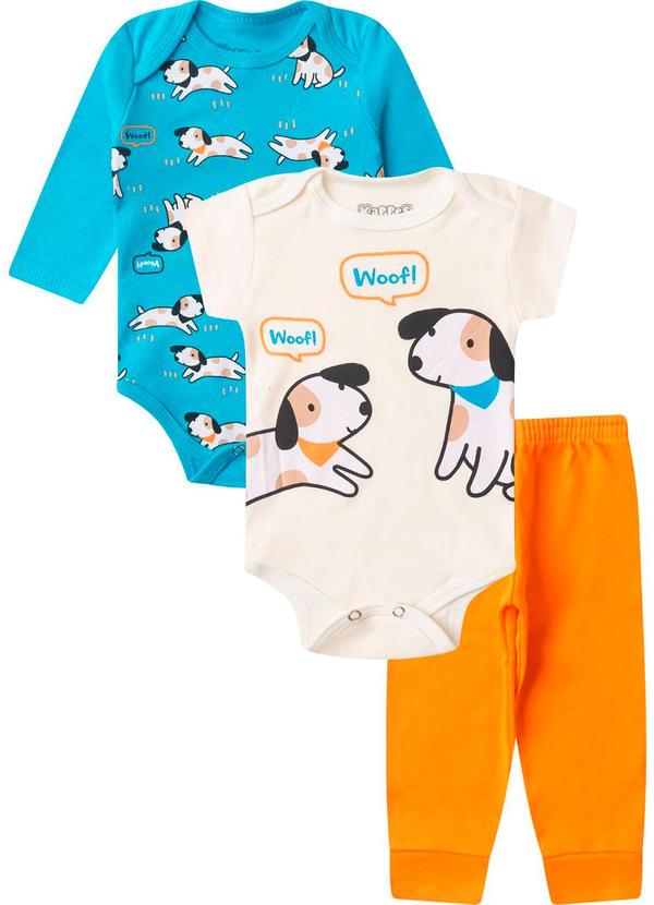 Vista 2 Kit Body Infantil Longo 3 Peças Kappes Azul Rovitex Rovitex