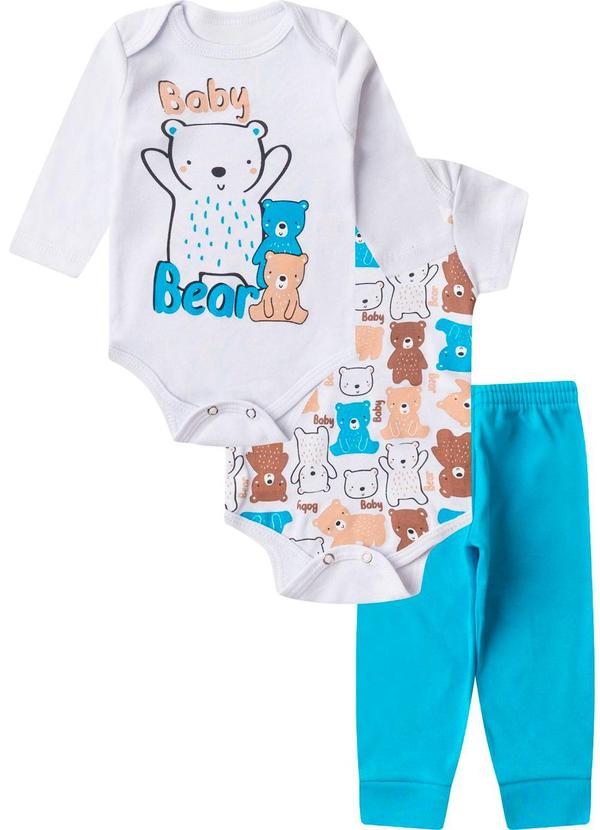 Kit Body Infantil Longo 3 Peças Kappes Azul