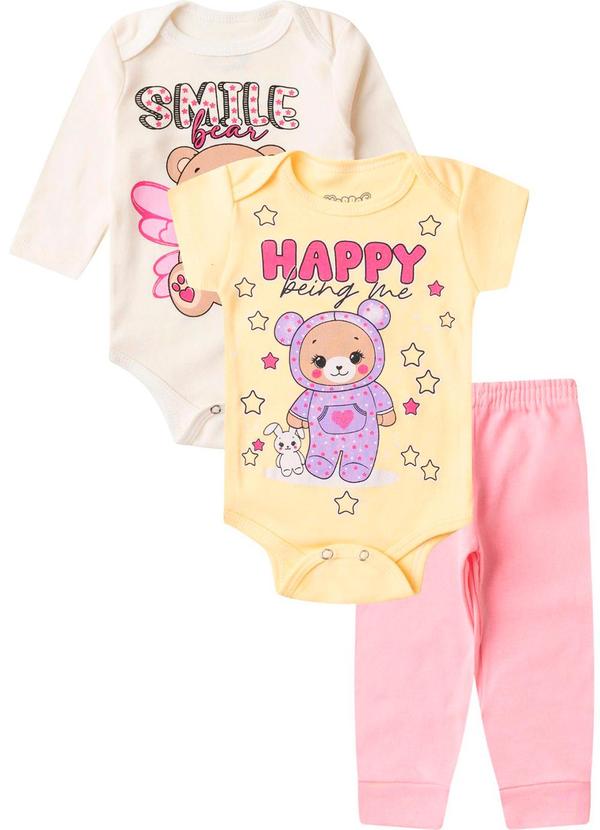 Vista 2 Kit Body Infantil Longo 3 Peças Kappes Bege Rovitex Rovitex