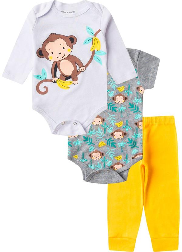 Vista 2 Kit Body Infantil Longo 3 Peças Kappes Branco Rovitex Rovitex