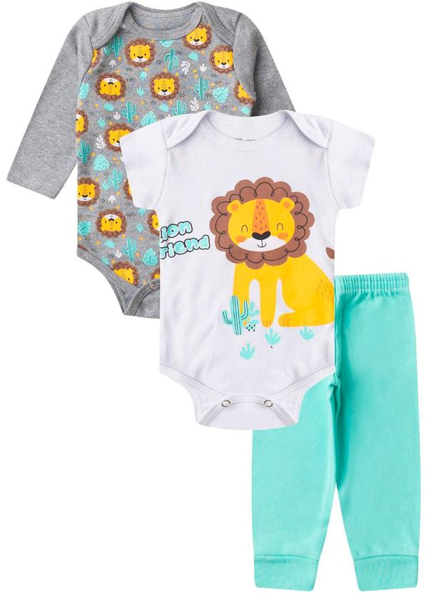 Kit Body Infantil Longo 3 Peças Kappes Cinza