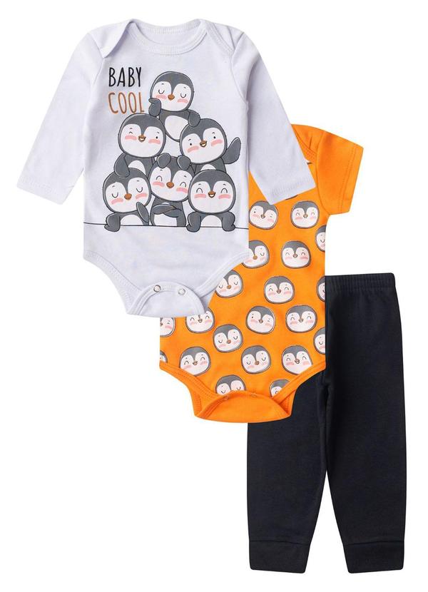 Vista 2 Kit Body Infantil Longo 3 Peças Kappes Laranja Rovitex Rovitex