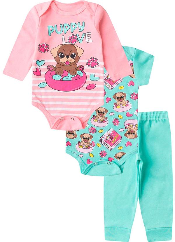 Kit Body Infantil Longo 3 Peças Kappes Rosa
