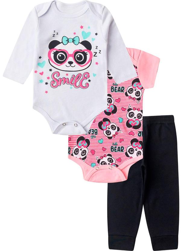 Kit Body Infantil Longo 3 Peças Kappes Rosa
