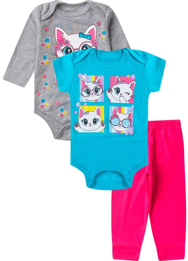 Vista 2 Kit Body Infantil Longo 3 Peças Kappes Rosa Rovitex Rovitex