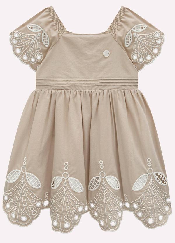 Vista 2 Vestido Infantil Menina Bordado Amendoa Milon Milon