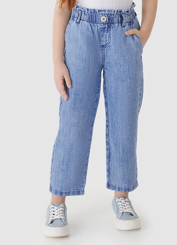 Vista 2 Calça Clochard Jeans Cintura Alta Azul Carinhoso Carinhoso