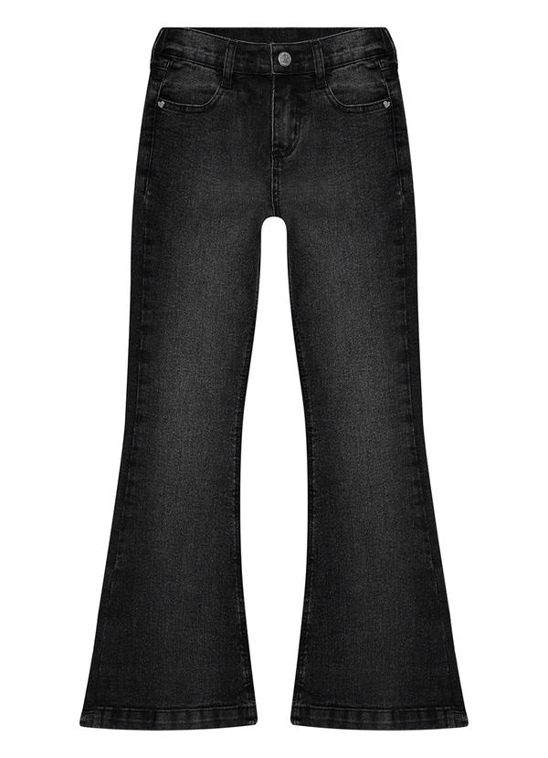 Calça Jeans Flare Infantil com Bolsos Preto