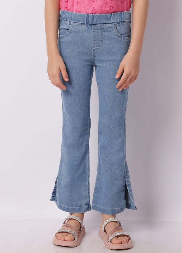 Calça Jeans Flare Infantil com Fenda Azul