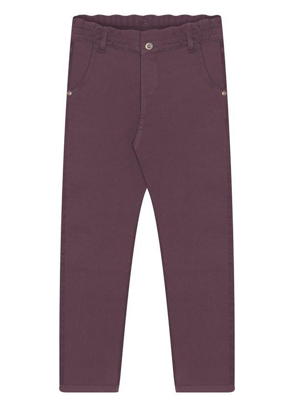 Calça Mom Menina em Sarja com Elastano Vermelho