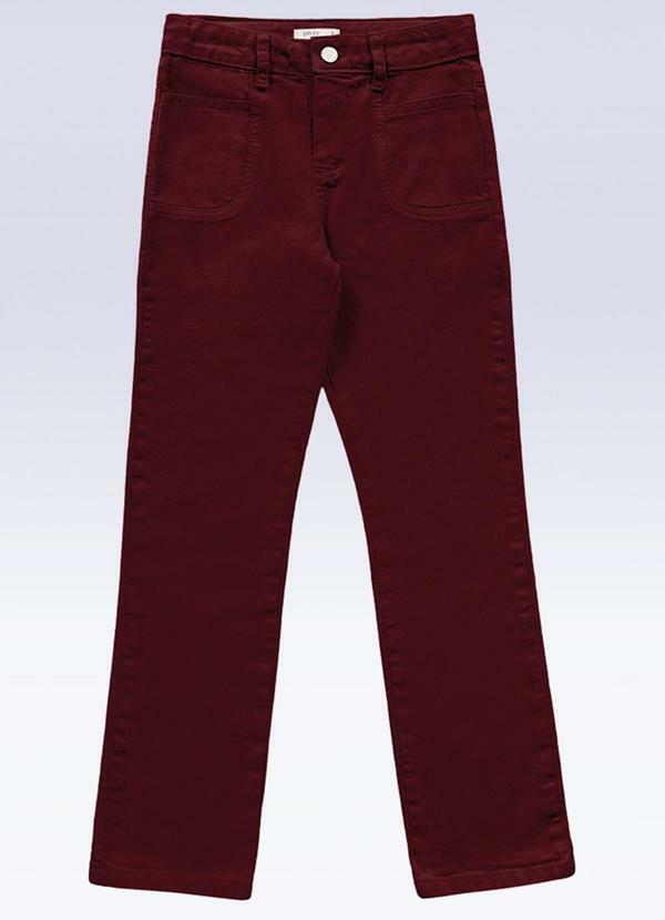 Calça Reta Sarja Vermelho