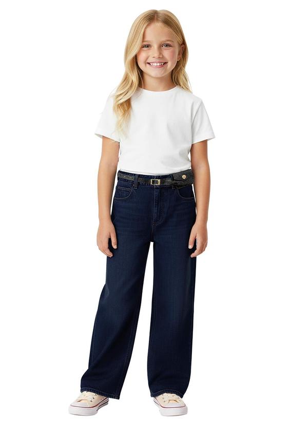 Calça Wide Leg Jeans Azul Escuro