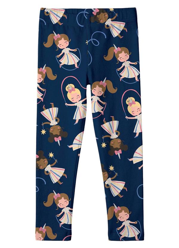 Calça Legging Bailarinas em Cotton Azul Marinho