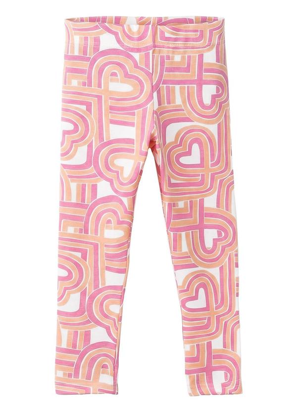 Calça Legging Corações em Cotton Off White