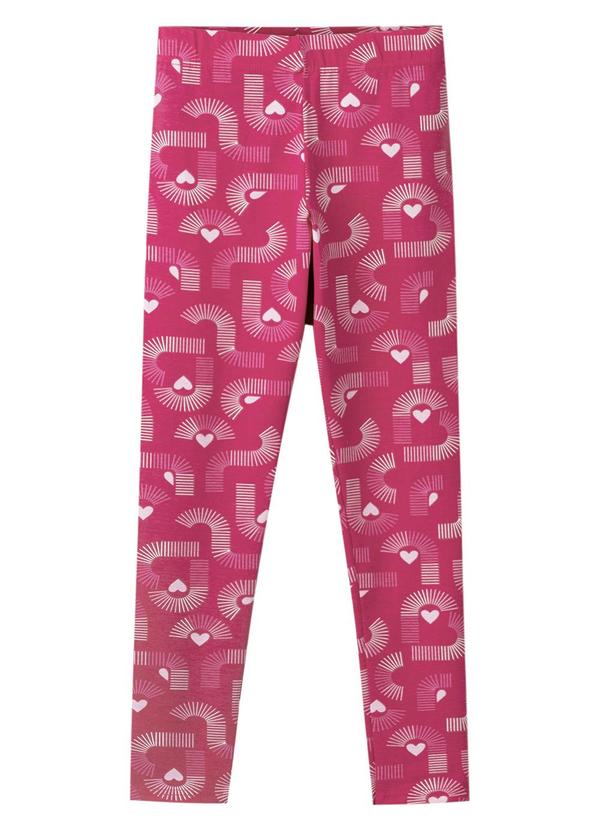 Calça Legging Corações Geométricos Rosa Escuro