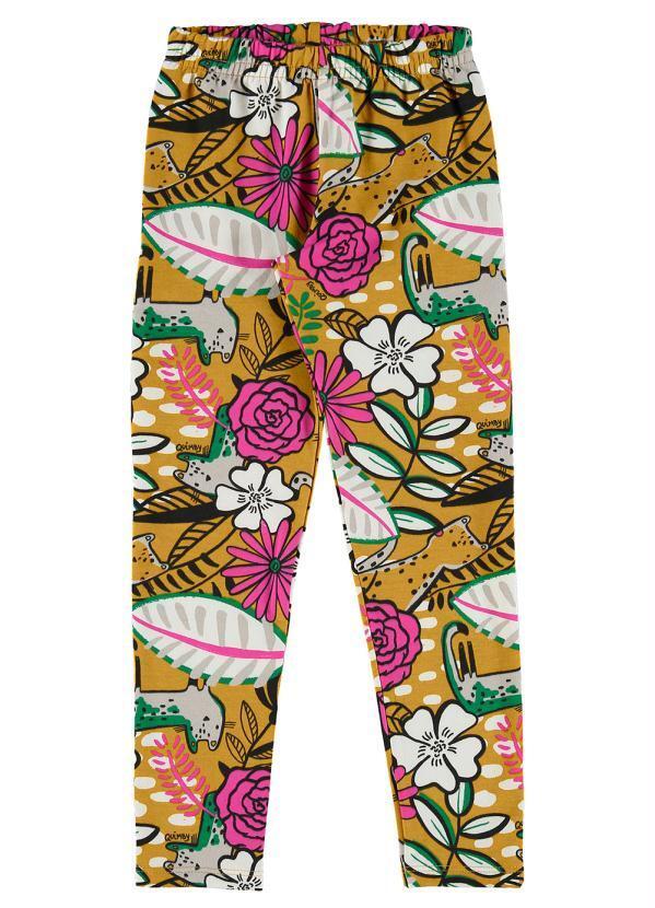 Vista 2 Calça Legging Estampada Infantil Amarelo Quimby Quimby