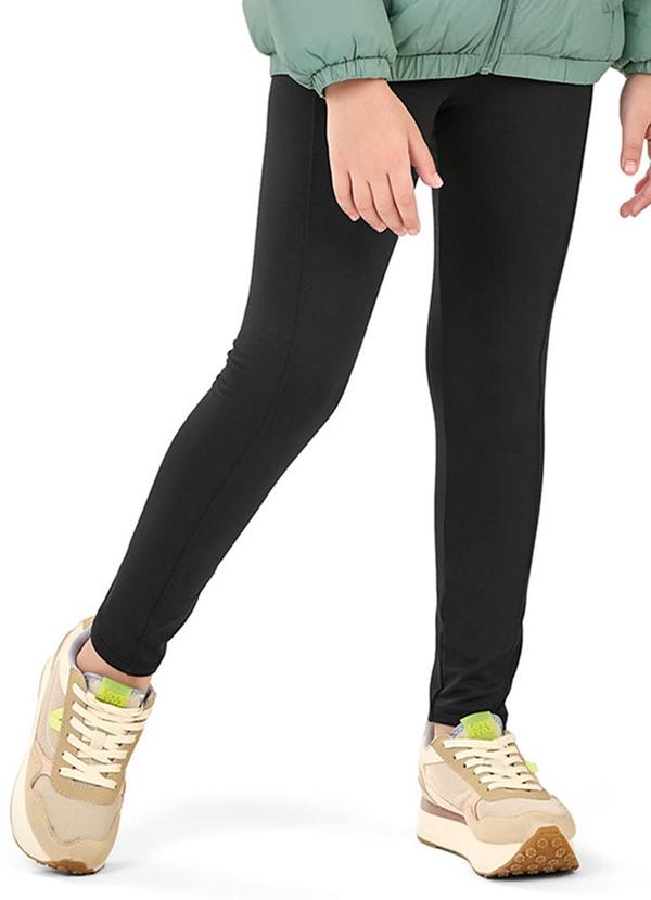Vista 2 Calça Legging Felpada Infantil Menina Preto Elian Elian
