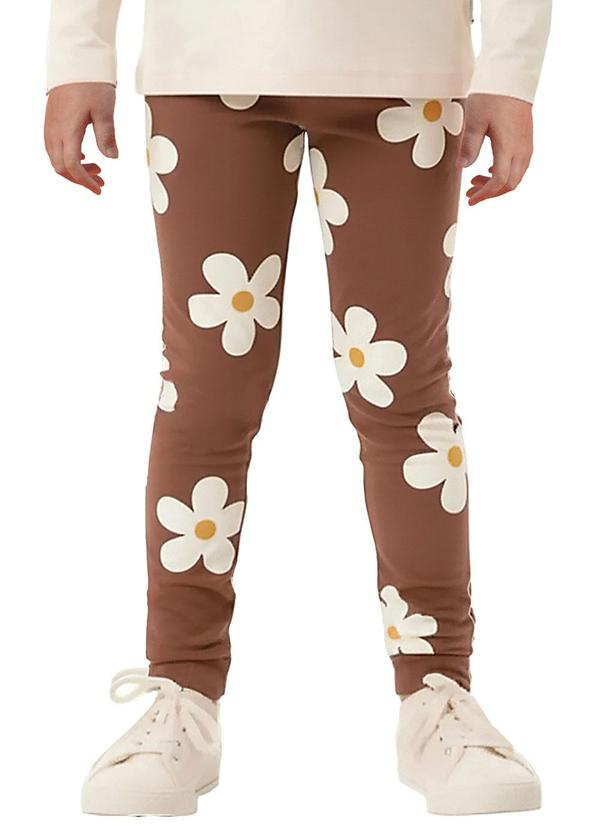 Calça Legging Floral Marrom