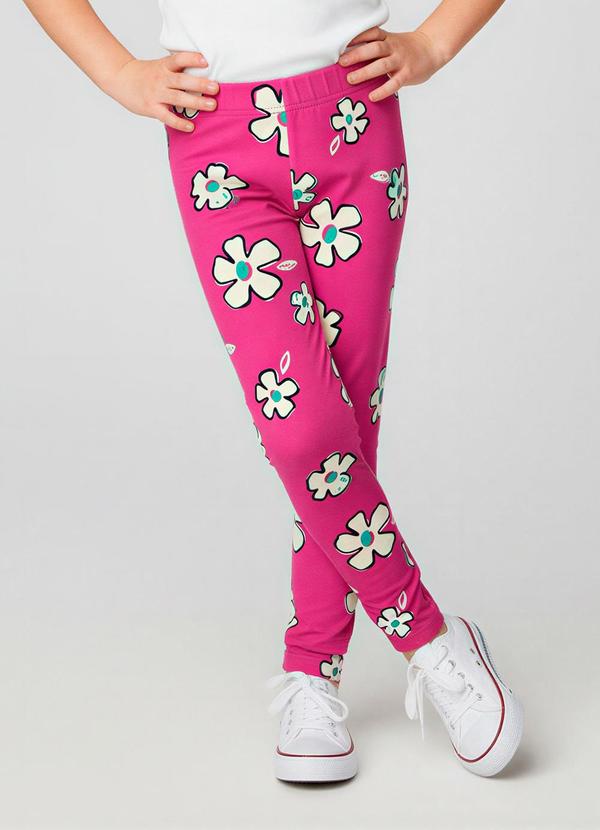 Calça Legging Floral Rosa Magenta