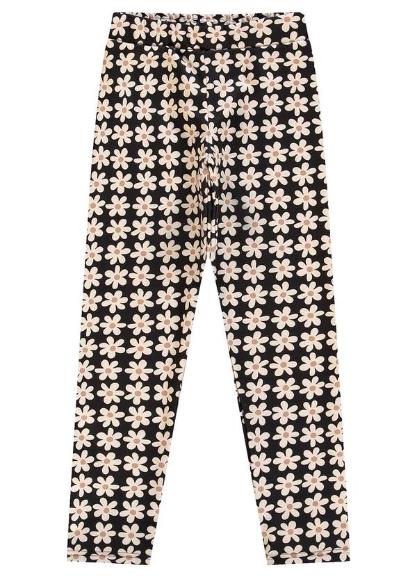 Vista 2 Calça Legging Floral Soft Menina Preto Carinhoso Carinhoso
