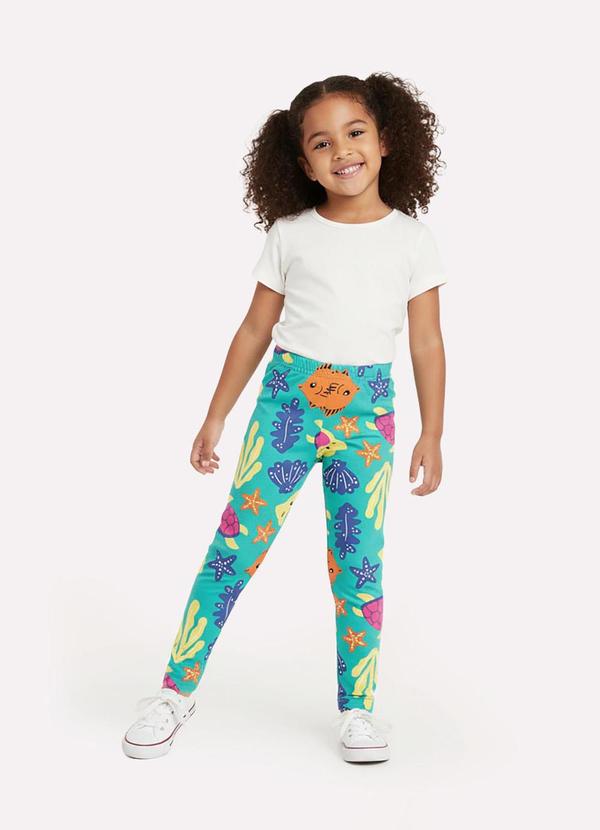 Vista 2 Calça Legging Infantil Menina Estampado Verde Kyly Kyly