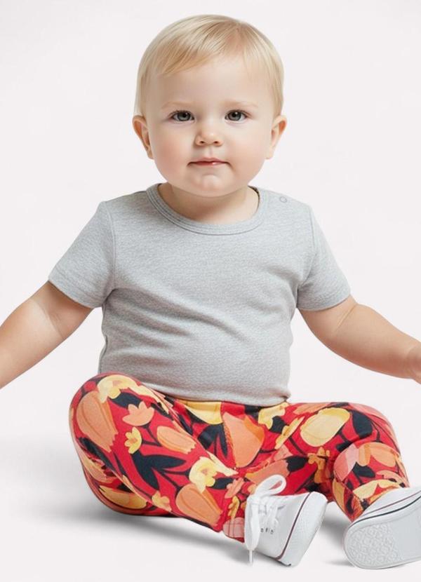 Vista 2 Calça Legging Infantil Menina Estampado Vermelho Kyly Kyly
