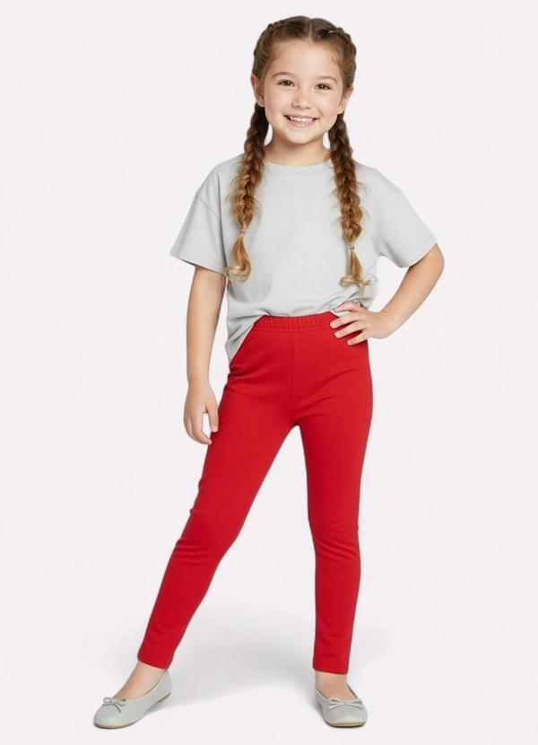 Vista 2 Calça Legging Infantil Menina Lisa Vermelho Kyly Kyly