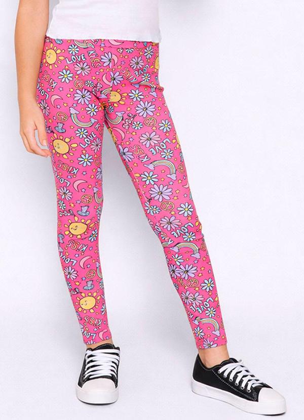 Calça Legging Juvenil Estampa Sortida Rosa