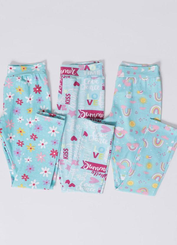 Calça Legging Juvenil Sortida Azul