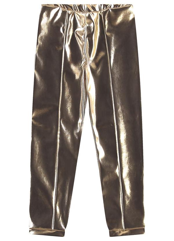 Vista 2 Calça Legging Metalizada Dourado
