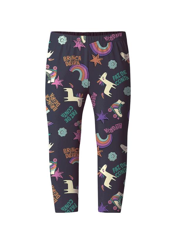 Calça Legging Unicórnios em Moletom Preto
