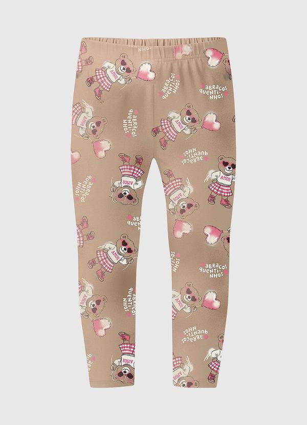 Calça Legging Ursinho em Cotton Areia