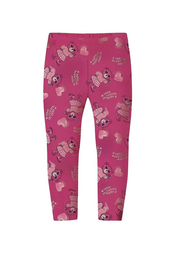 Calça Legging Ursinho em Cotton Rosa Escuro