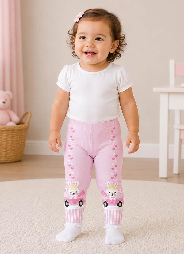Legging Bebê Menina Coelhinho Rosa