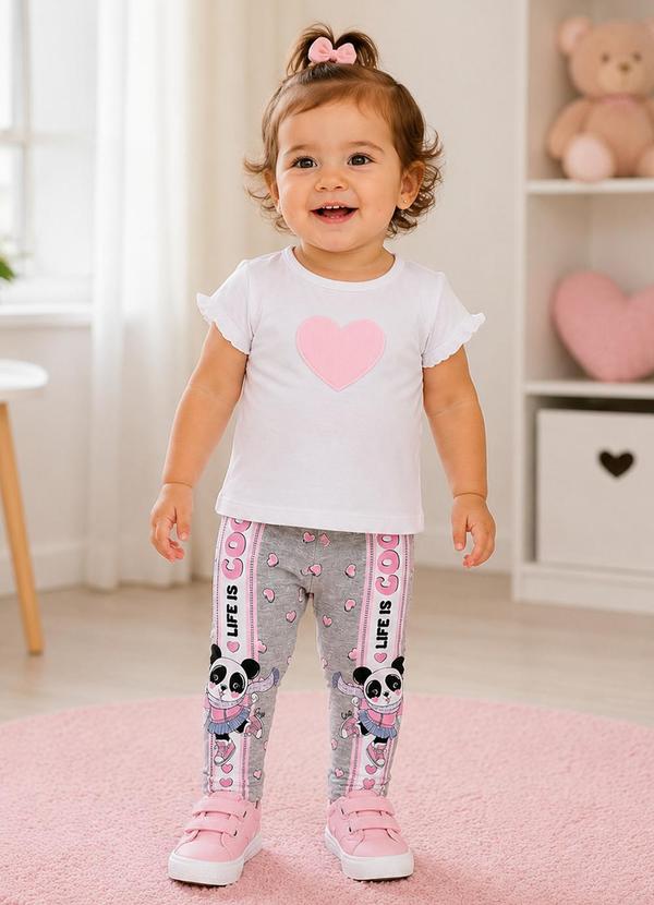 Legging Bebê Menina Pandinha Cinza