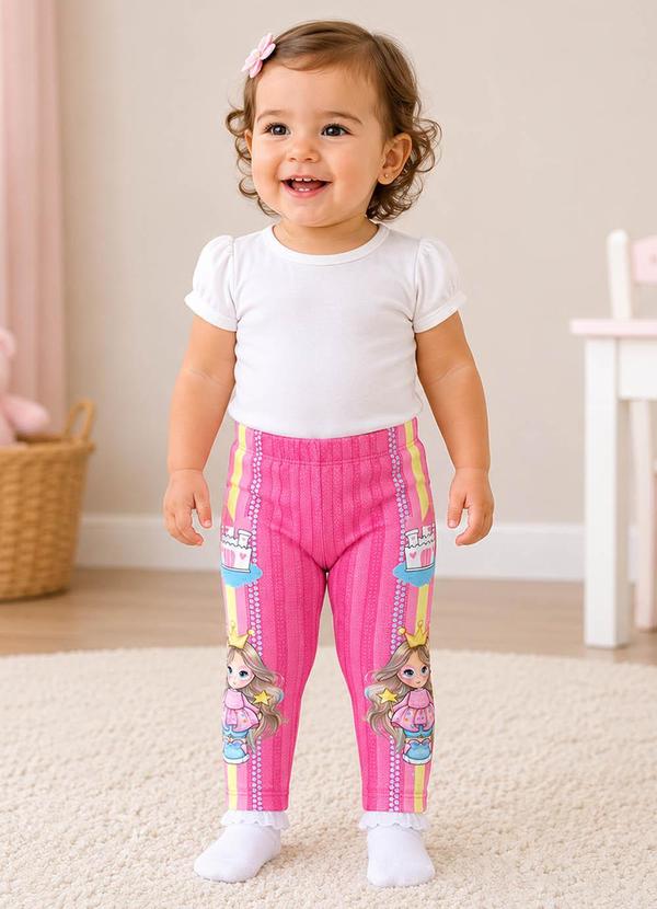 Legging Bebê Menina Princesa Rosa