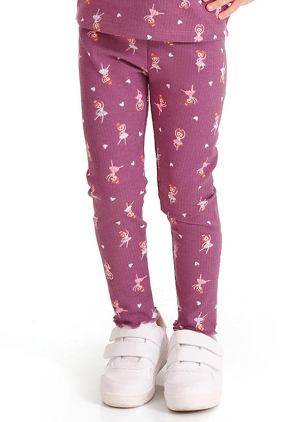 Vista 2 Legging em Ribana Canelada Rosa Tink Bink Tink Bink