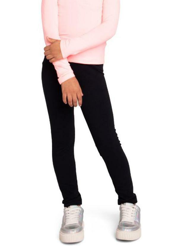 Vista 2 Legging Infantil em Molecotton Felpado Preto Marlan Marlan
