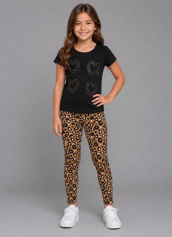 Legging Infantil Estampada Marrom