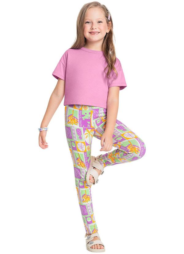 Vista 2 Legging Infantil Estampada Roxo Bee Loop Bee Loop