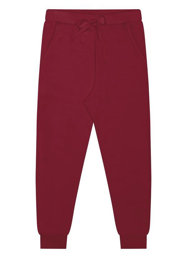 Vista 2 Calça com Bolso em Moletom Felpado Vermelho Alakazoo Alakazoo