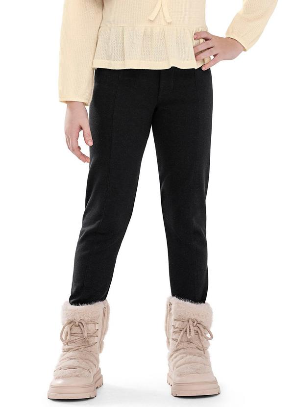 Calça Infantil Menina Moletom Ponto Roma Preto