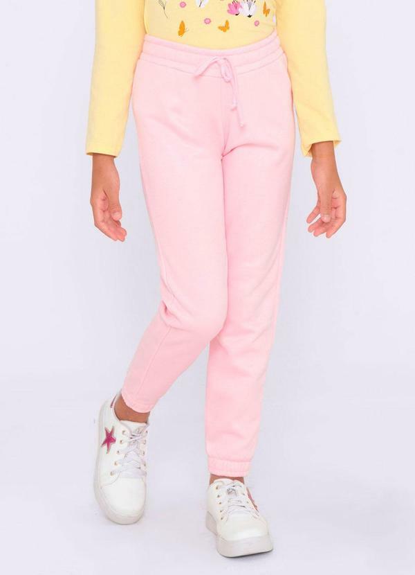 Calça Infantil Moletom Jogger Rosa