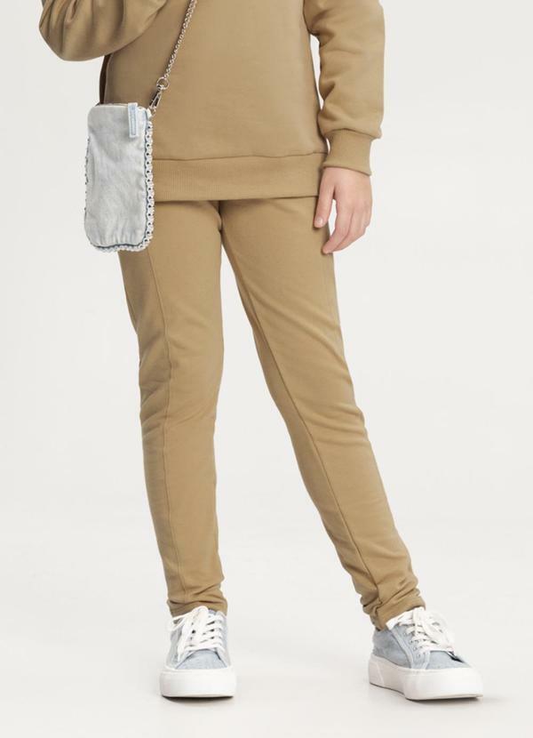 Vista 2 Calça Legging Menina em Molecotton Felpado Bege Alakazoo Alakazoo