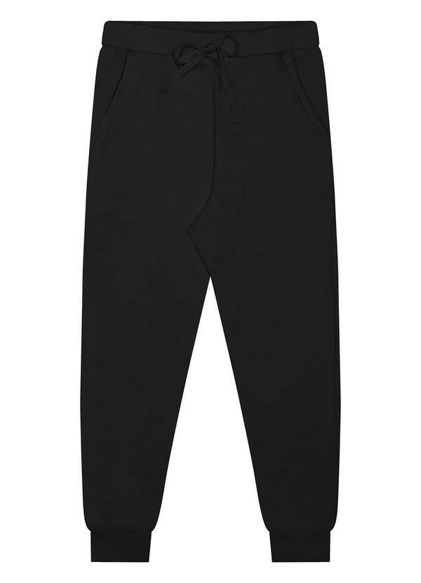 Vista 2 Calça Menina com Bolso em Moletom Felpado Preto Alakazoo Alakazoo