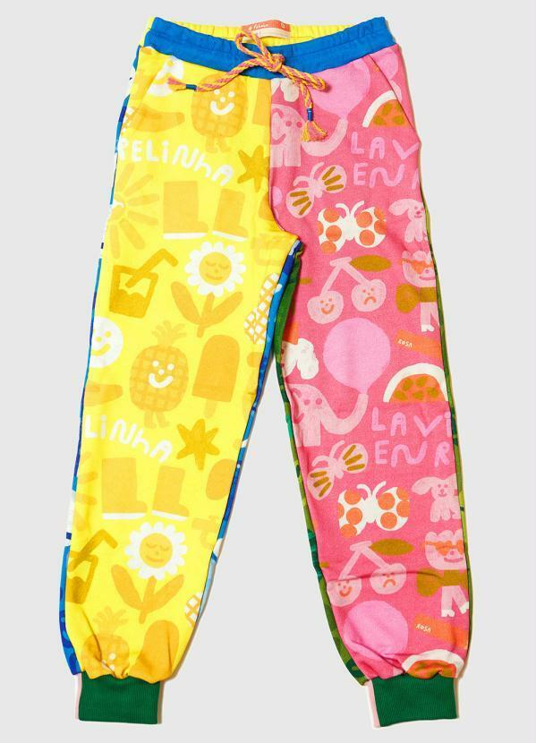 Calça Menina de Moletom Cor-De-Que Estampado