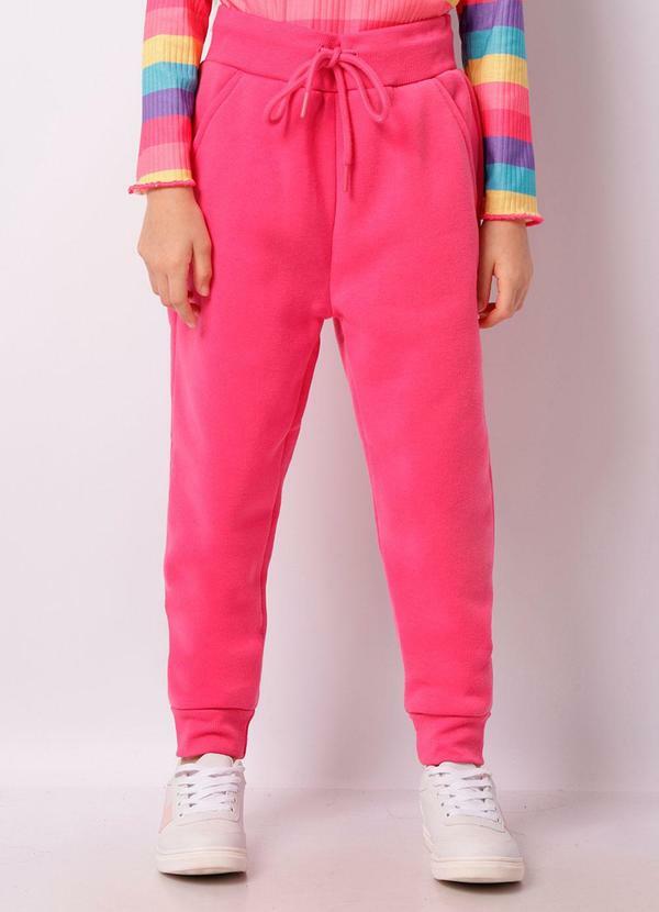 Calça Moletom Infantil Básica Rosa Escuro